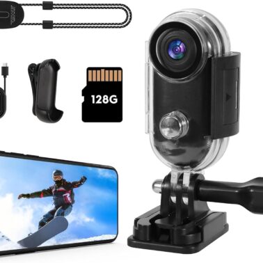 4K Thumb Action Camera, 128GB Wearable Mini Body Cam, with Magnetic Accessories, High Battery Capacity for 2H Vedio Time, Fit for Vlogging, Biking, Diving, Animals Recording